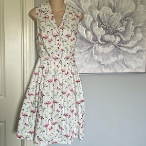 SOLD Modcloth Flamingo and Crane Shirt Dress